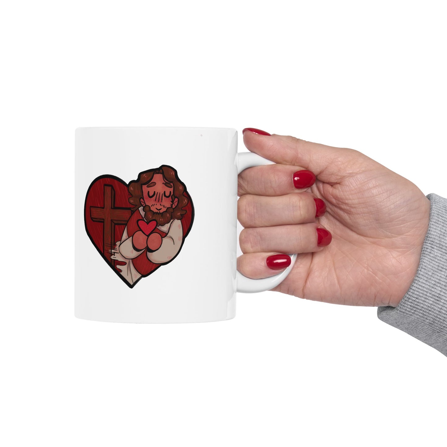 Jesus Loves Us Heart Mug