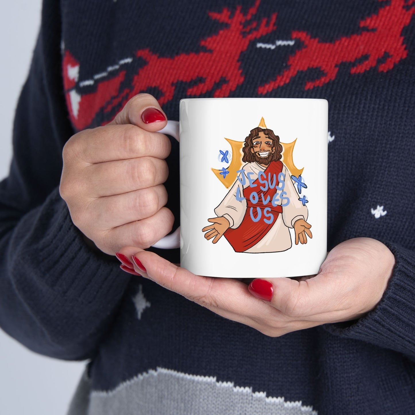 Jesus Loves Us Heart Mug